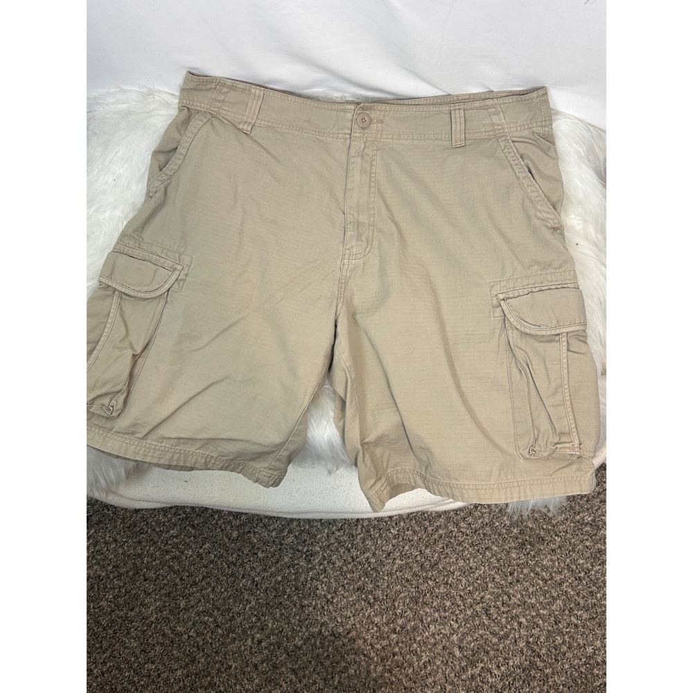 Magellan Sportswear Mens Khaki Tan Ripstop Cargo Shorts Size 38 Cotton Outdoor - Picture 1 of 10